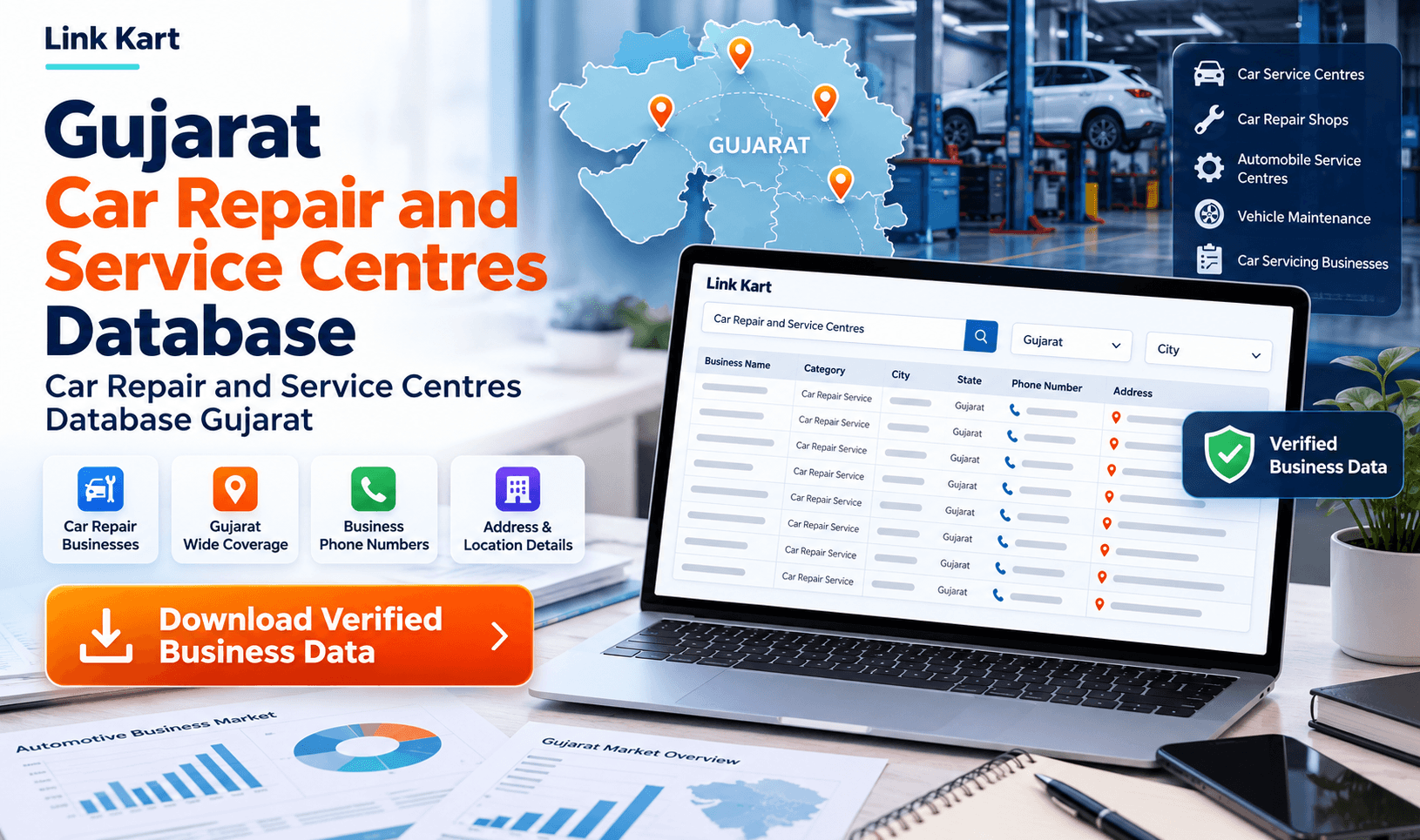 Car Repair and Service Centres Database Gujarat