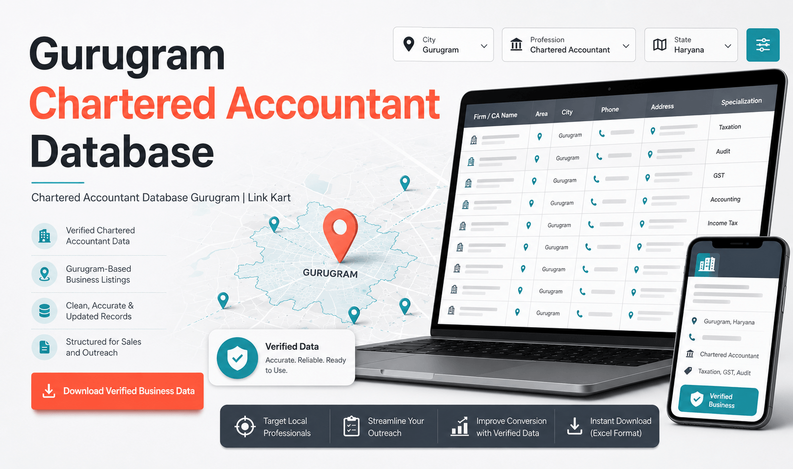 Chartered Accountant Database Gurugram | Link Kart