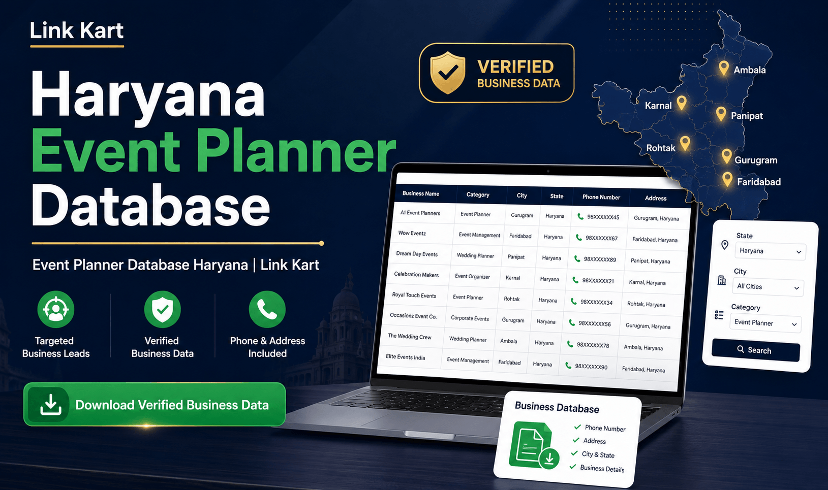 Event Planner Database Haryana | Link Kart
