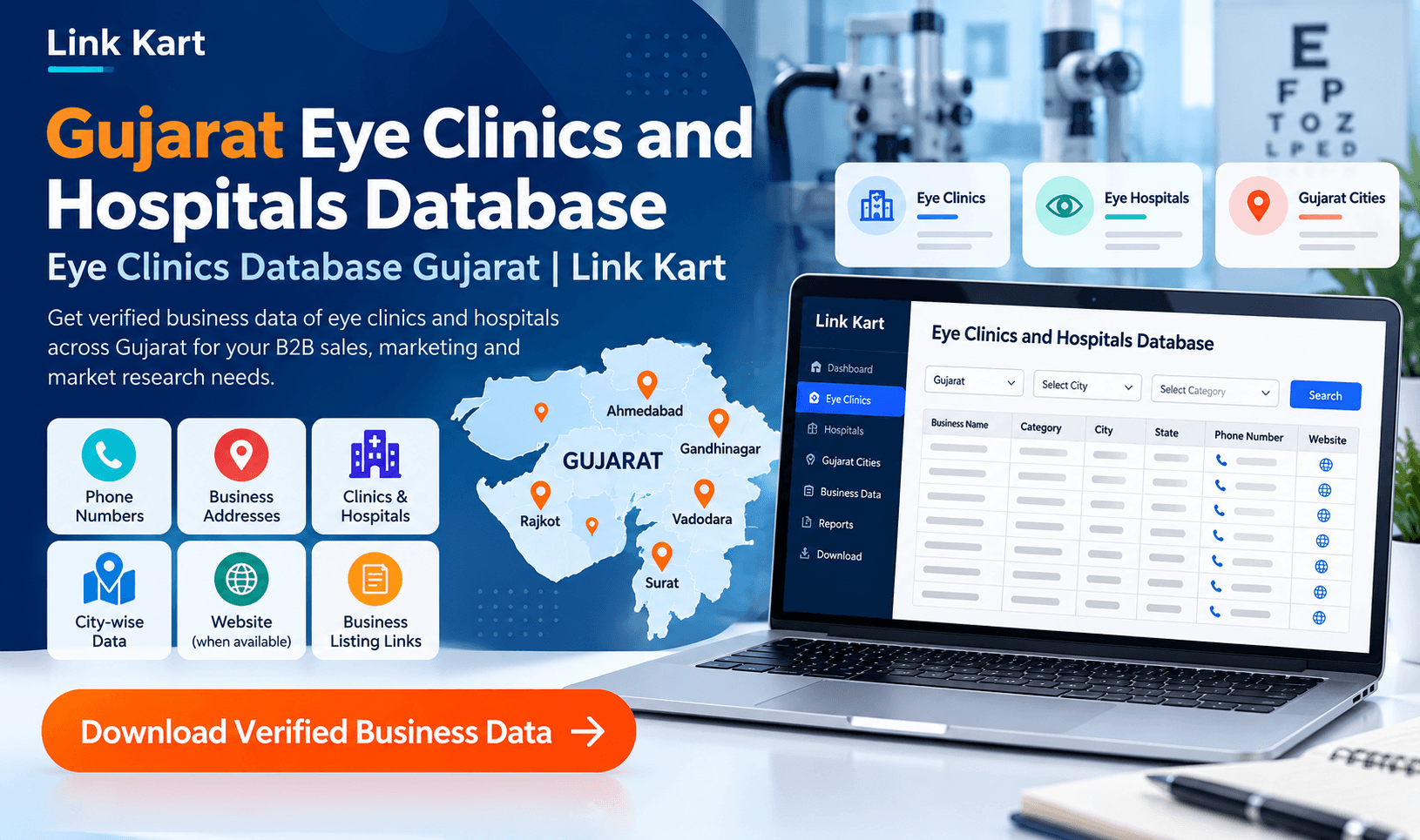 Eye Clinics Database Gujarat | Link Kart