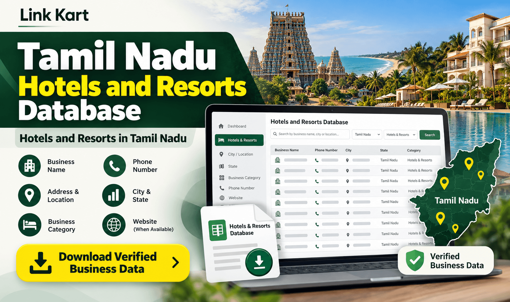 Hotels and Resorts Database Tamil Nadu | Link Kart