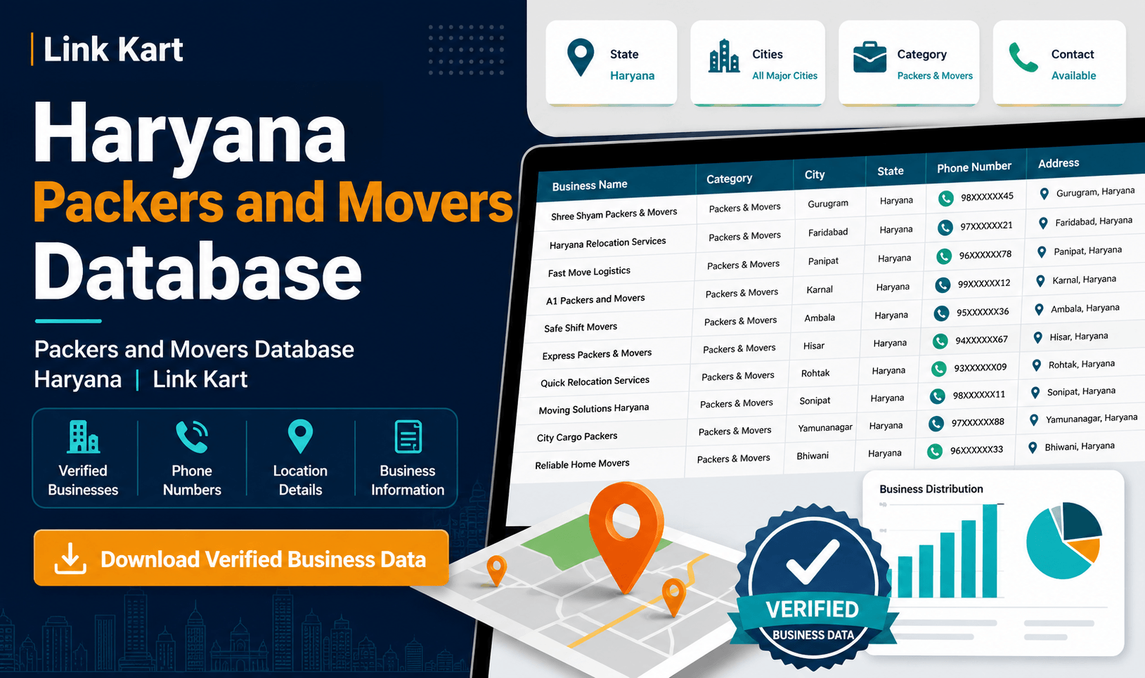 Packers and Movers Database Haryana | Link Kart