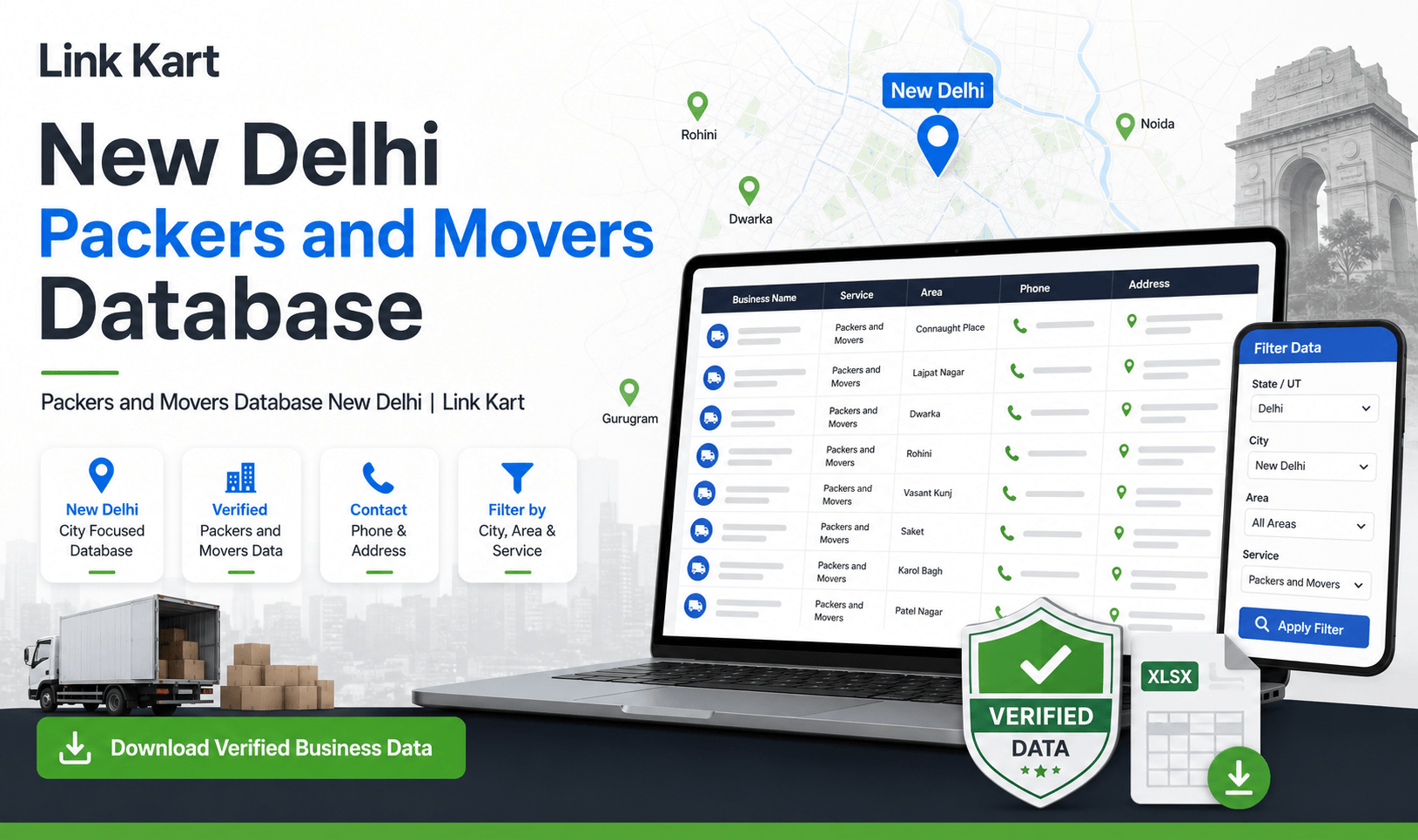 Packers and Movers Database New Delhi | Link Kart
