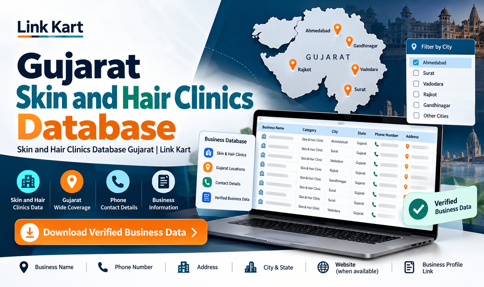 Skin and Hair Clinics Database Gujarat | Link Kart